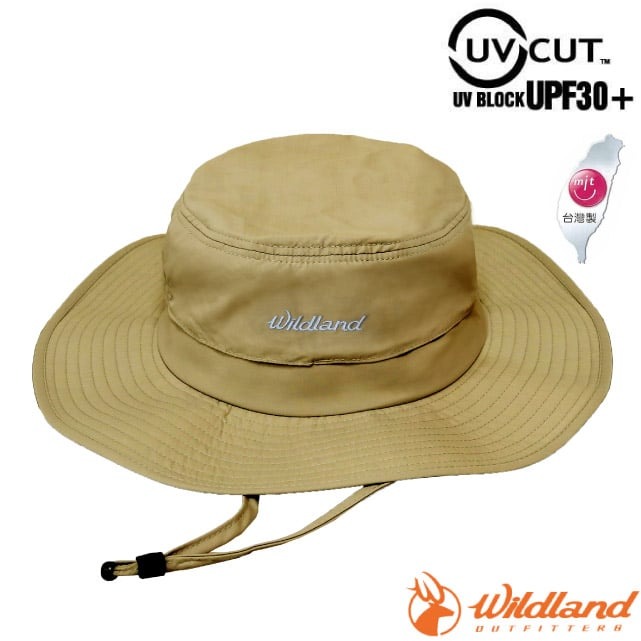 【WildLand 荒野】男女 抗UV 透氣網遮陽圓盤帽.防曬帽.休閒帽.大盤帽/WH1051-163 沙色✿30E010